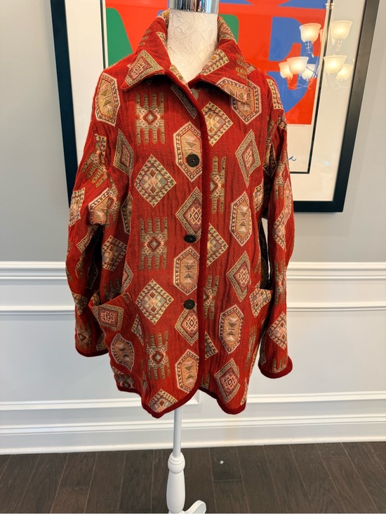 The Limited Jackets & Blazers - VTG The Limited Collection Tapestry Jacket Aztec Southwestern Red Boho Coat L